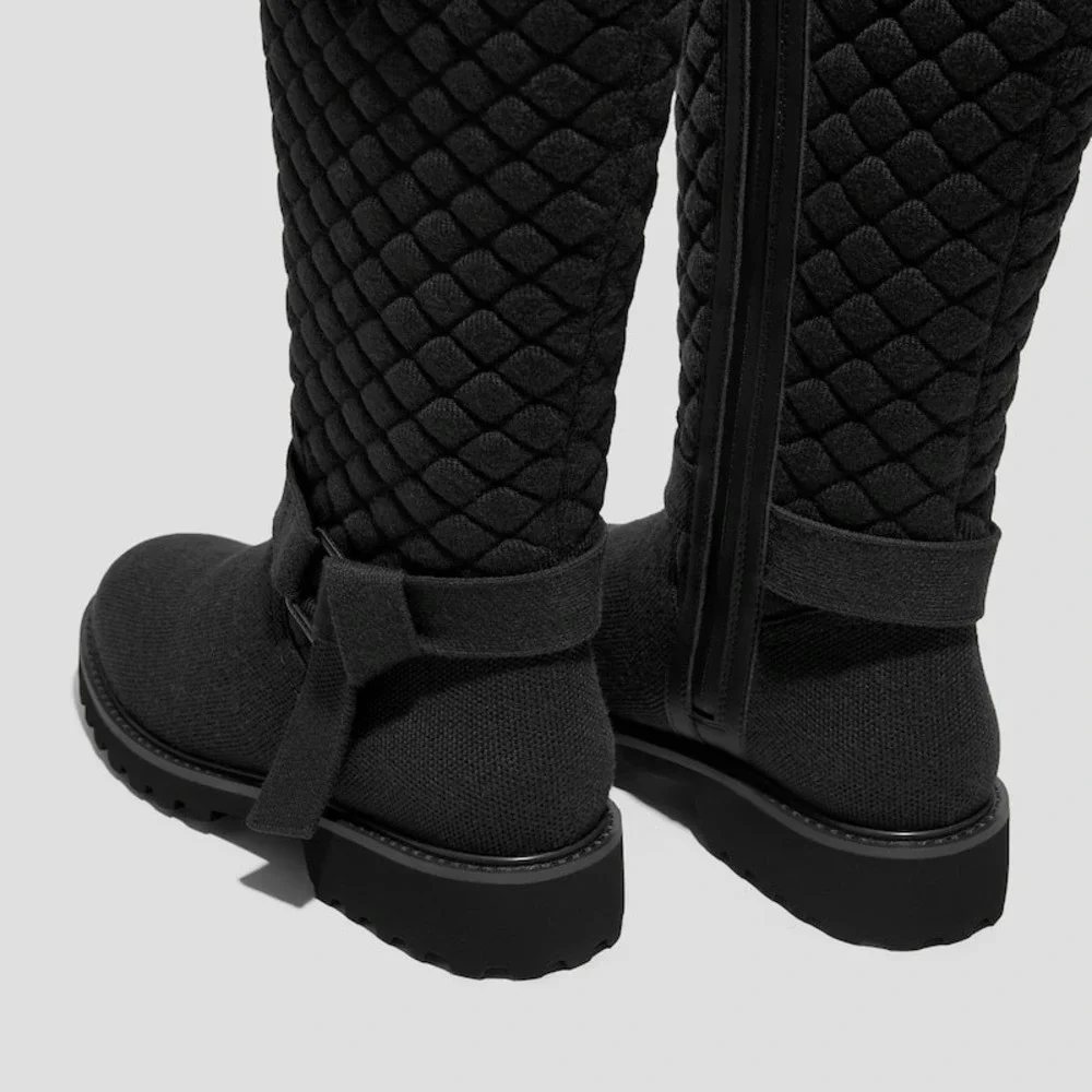 VIVAIA Wool Biker Boots with Round Toe and Mid-Height Sole Black EU/43 US/11‎